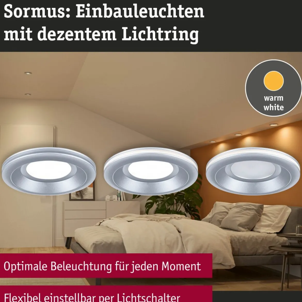Paulmann 92249 LED Einbauleuchte Sormus 10 cm Einzelleuchte IP65 rund chrom
