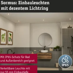 Paulmann 92250 LED Einbauleuchte Sormus 10cm 3er-Set IP65 rund chrom