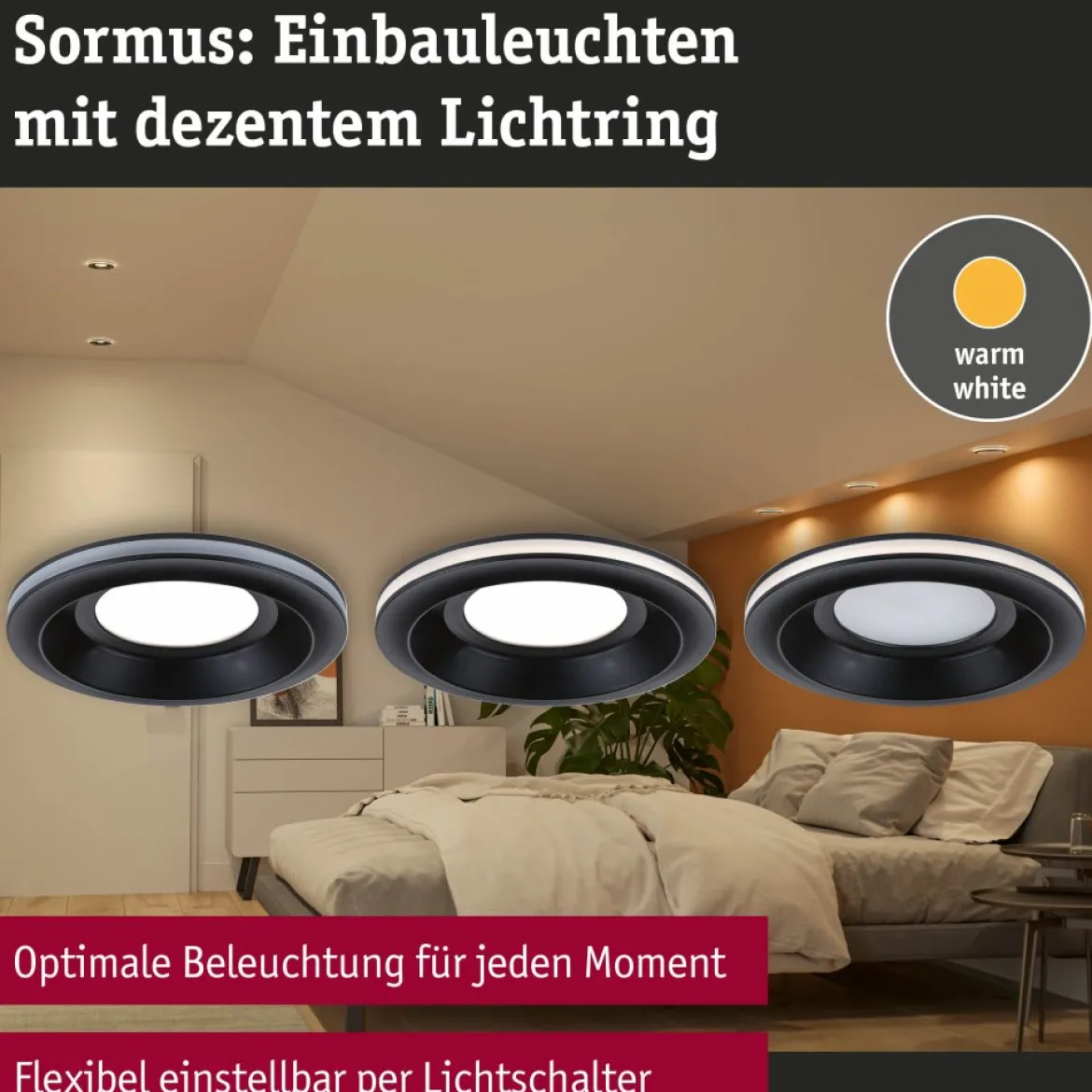 Paulmann 92251 LED Einbauleuchte Sormus 10cm Einzelleuchte IP65 rund schwarz