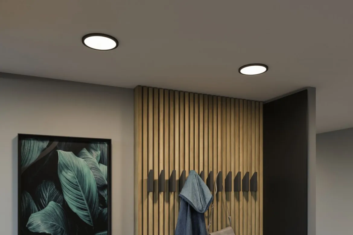 Paulmann 79961 LED Einbaupanel Areo VariFit IP44 rund 175mm Schwarz 3000K