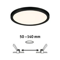 Paulmann 79961 LED Einbaupanel Areo VariFit IP44 rund 175mm Schwarz 3000K