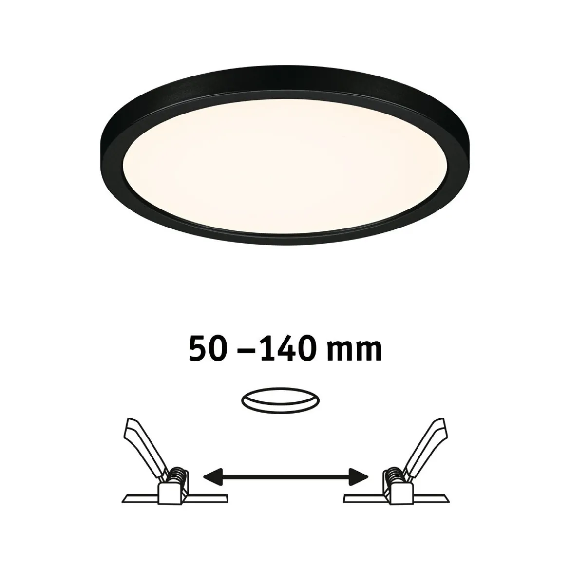 Paulmann 79961 LED Einbaupanel Areo VariFit IP44 rund 175mm Schwarz 3000K
