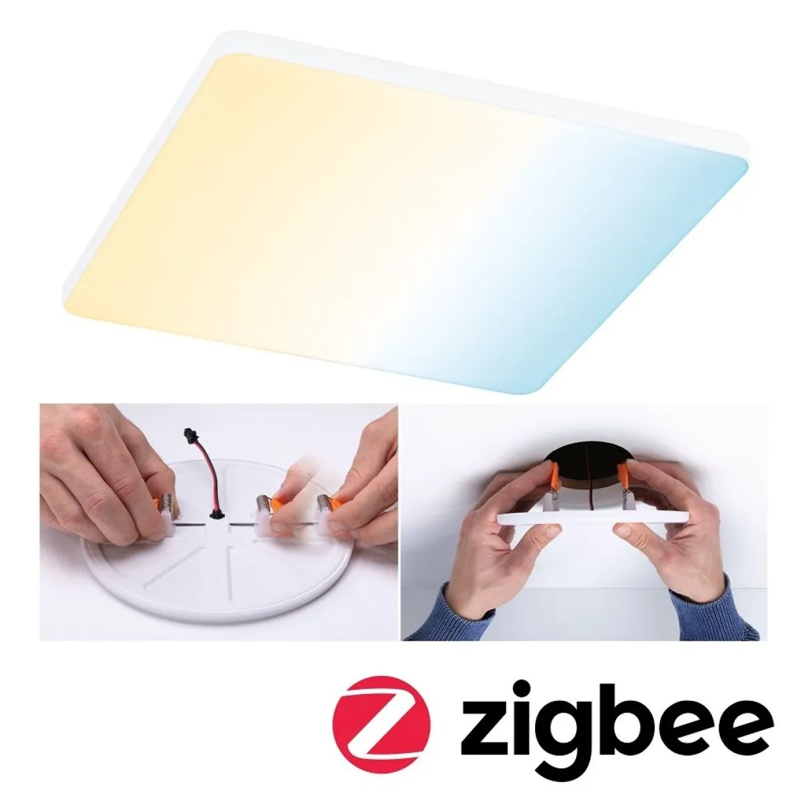 Paulmann 79959 LED Einbaupanel Smart Home Zigbee Veluna Edge IP44 200x200mm Tunable White