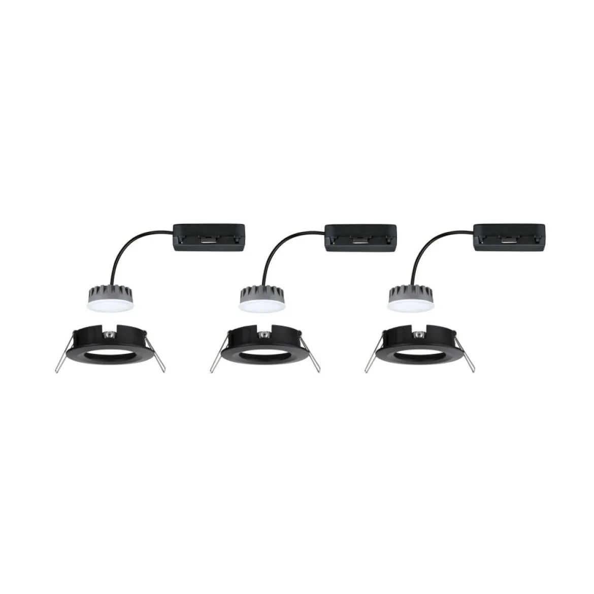 Paulmann 93081 LED Einbeuleuchte Nova Plus Coin Basiset IP44 schwarz 2700K dimmbar