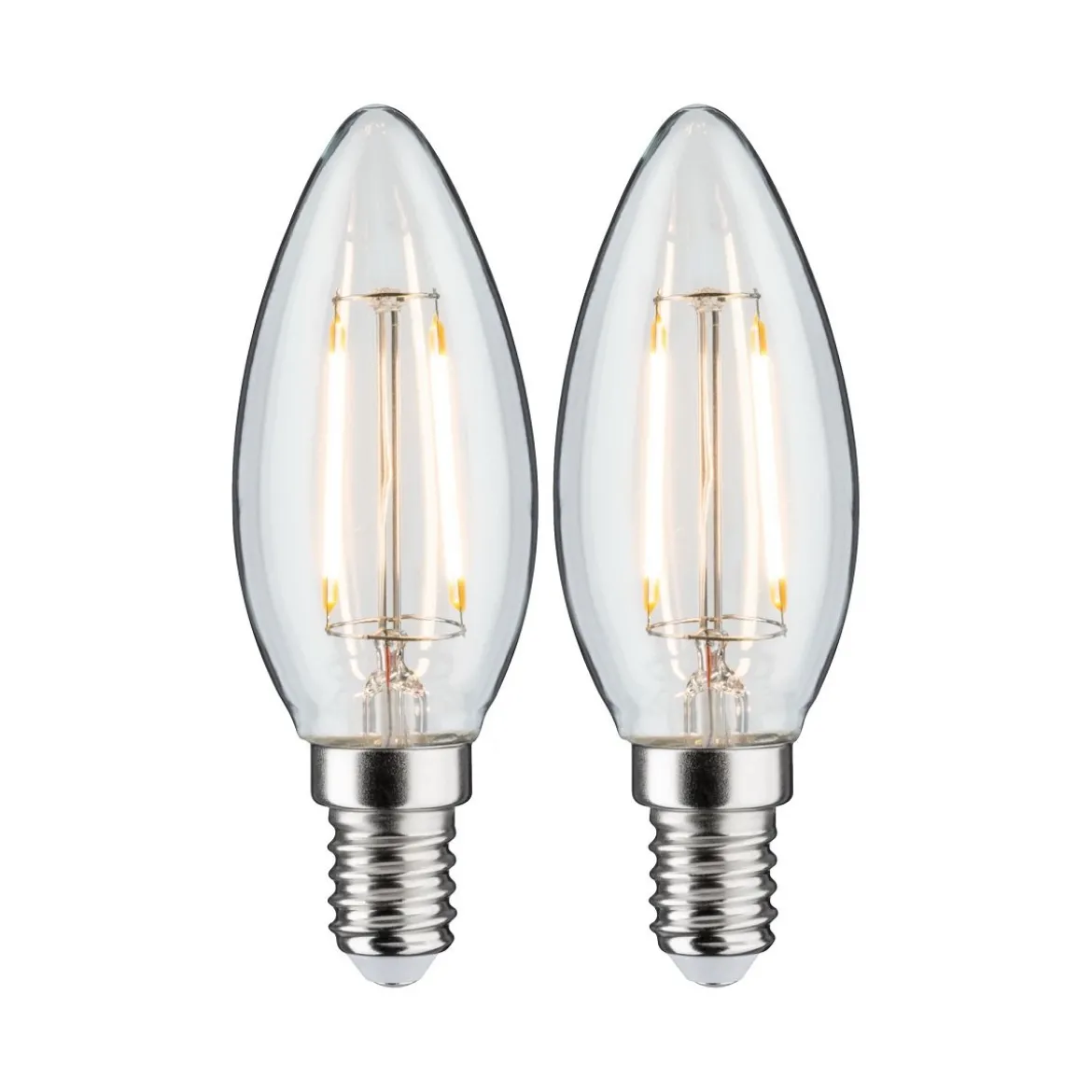 Paulmann 28855 LED Filament Kerze 2x2,7W E14 Klar Warmweiß