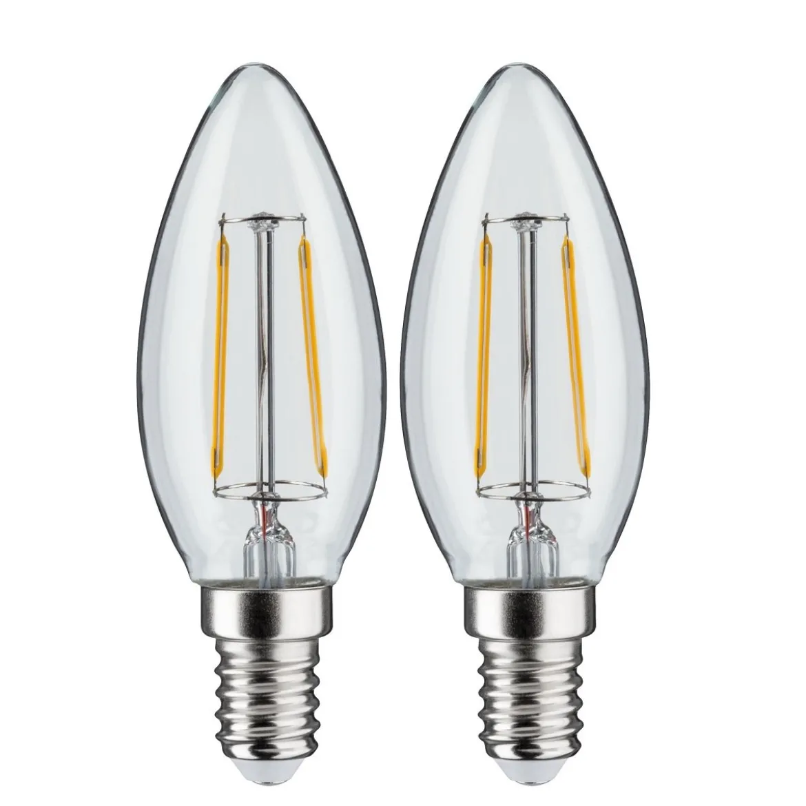 Paulmann 28855 LED Filament Kerze 2x2,7W E14 Klar Warmweiß