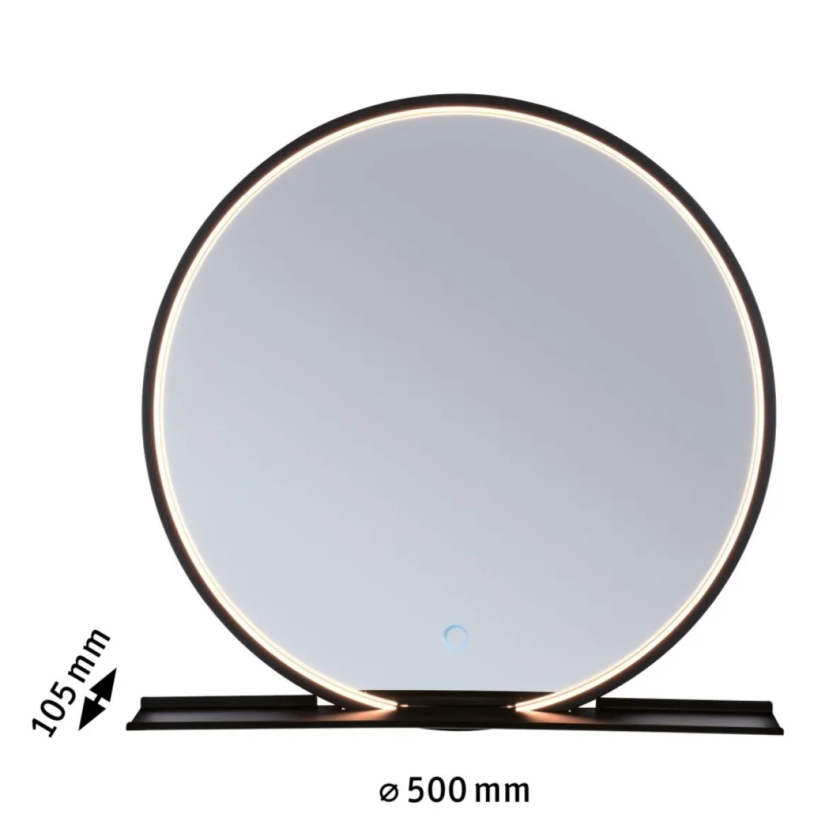Paulmann 71090 LED Leuchtspiegel Miro IP44 Tunable White Schwarz 50cm 2700K