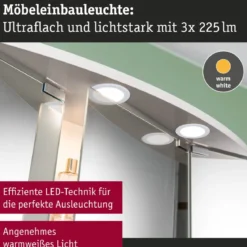 Paulmann 93115 LED Möbeleinbauleuchten 3er Set 3000K Weiß