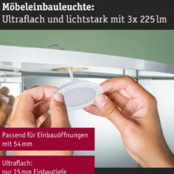 Paulmann 93115 LED Möbeleinbauleuchten 3er Set 3000K Weiß