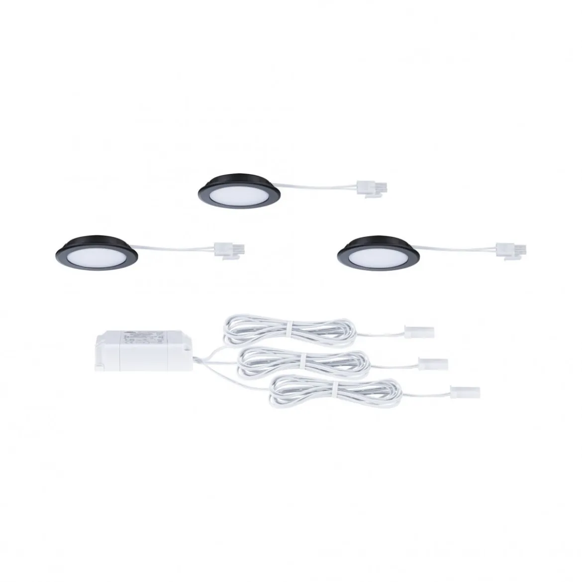 Paulmann 93117 LED Möbeleinbauleuchten 3er Set 3000K Schwarz