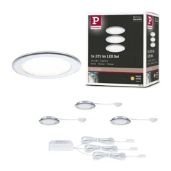 Paulmann 93118 LED Möbeleinbauleuchten 3er Set 3000K Chrom