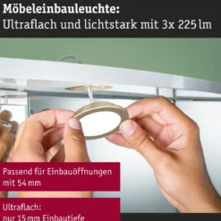 Paulmann 93119 LED Möbeleinbauleuchten 3er Set 3000K Gold