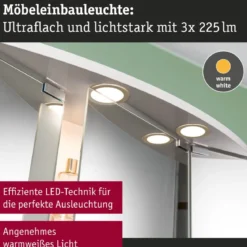 Paulmann 93119 LED Möbeleinbauleuchten 3er Set 3000K Gold