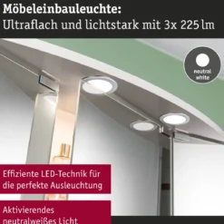 Paulmann 93121 LED Möbeleinbauleuchten 3er Set 4000K Eisen