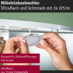 Paulmann 93121 LED Möbeleinbauleuchten 3er Set 4000K Eisen