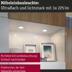 Paulmann 93123 LED Möbeleinbauleuchten 3er Set 4000K Chrom