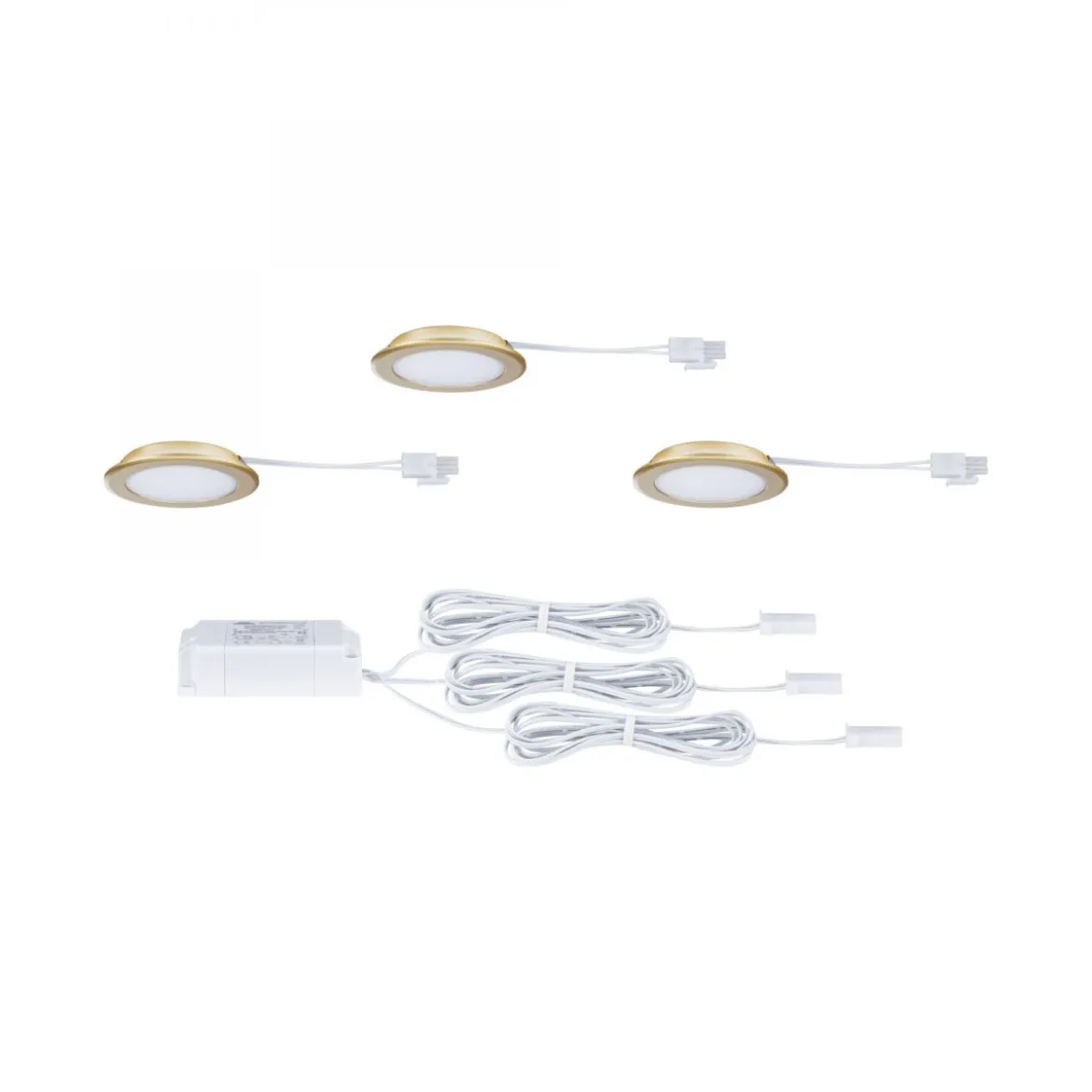 Paulmann 93124 LED Möbeleinbauleuchten 3er Set 4000K Gold matt