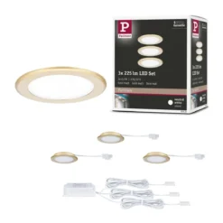 Paulmann 93124 LED Möbeleinbauleuchten 3er Set 4000K Gold matt