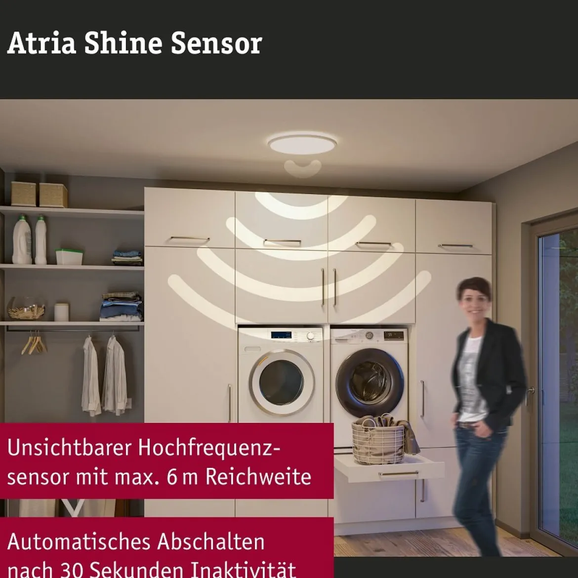 Paulmann 71185 LED Panel Atria Shine Backlight Bewegungsmelder 420mm 4000K IP44 Weiß