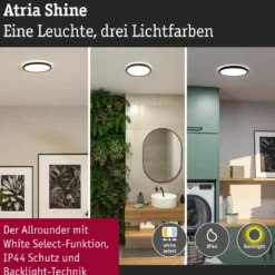 Paulmann 71276 LED Panel Atria Shine 298mm 3000-6500K Schwarz IP44