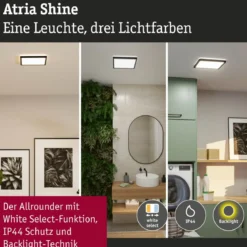 Paulmann 71256 LED Panel Atria Shine 298x298mm 3000-6500K Schwarz IP44