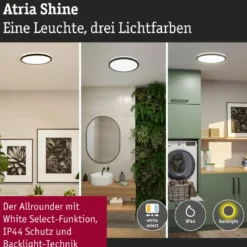 Paulmann 71258 LED Panel Atria Shine 398mm 3000-6500K Schwarz IP44