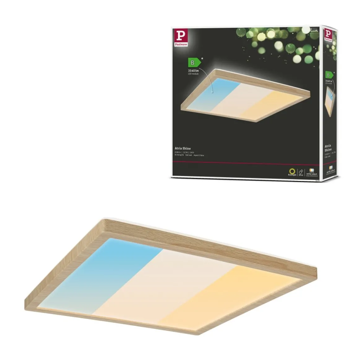 Paulmann 71259 LED Panel Atria Shine 298x298mm 3000-6500K Holzoptik IP44
