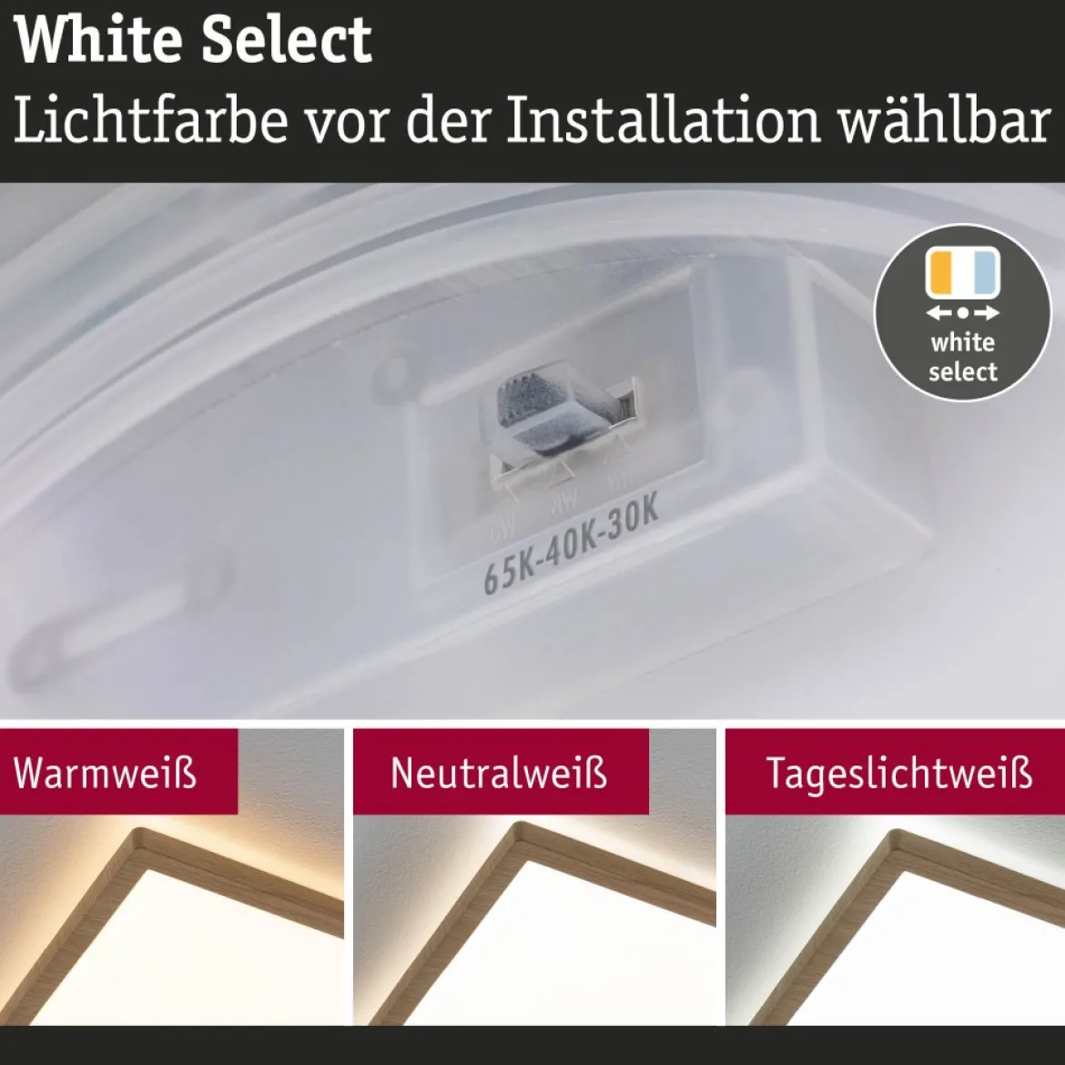 Paulmann 71259 LED Panel Atria Shine 298x298mm 3000-6500K Holzoptik IP44