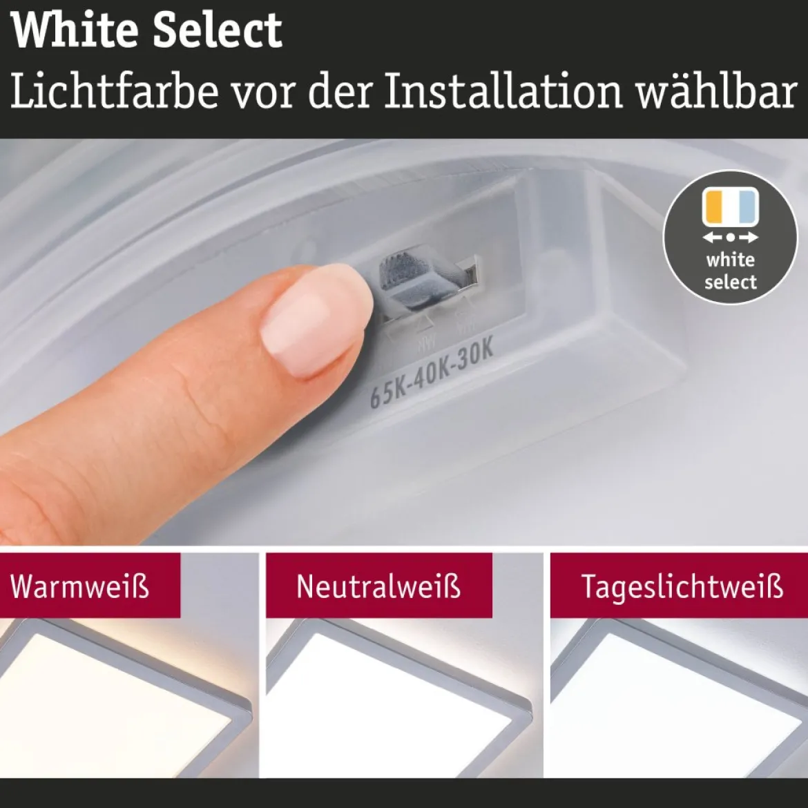 Paulmann 71265 LED Panel Atria Shine 190x190mm 3000-6500K Chrom matt IP44