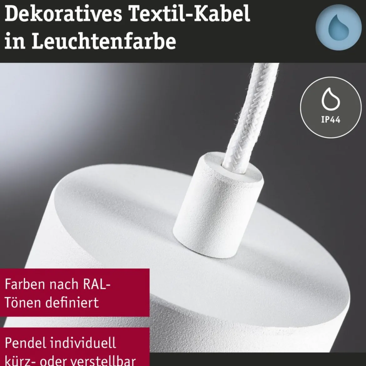 Paulmann 79998 LED Pendelleuchte Kame Weiß 3-Step Dim IP44