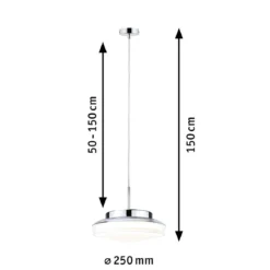 Paulmann 71080 LED Pendelleuchte Luena 25cm Glas Chrom 3000K IP44
