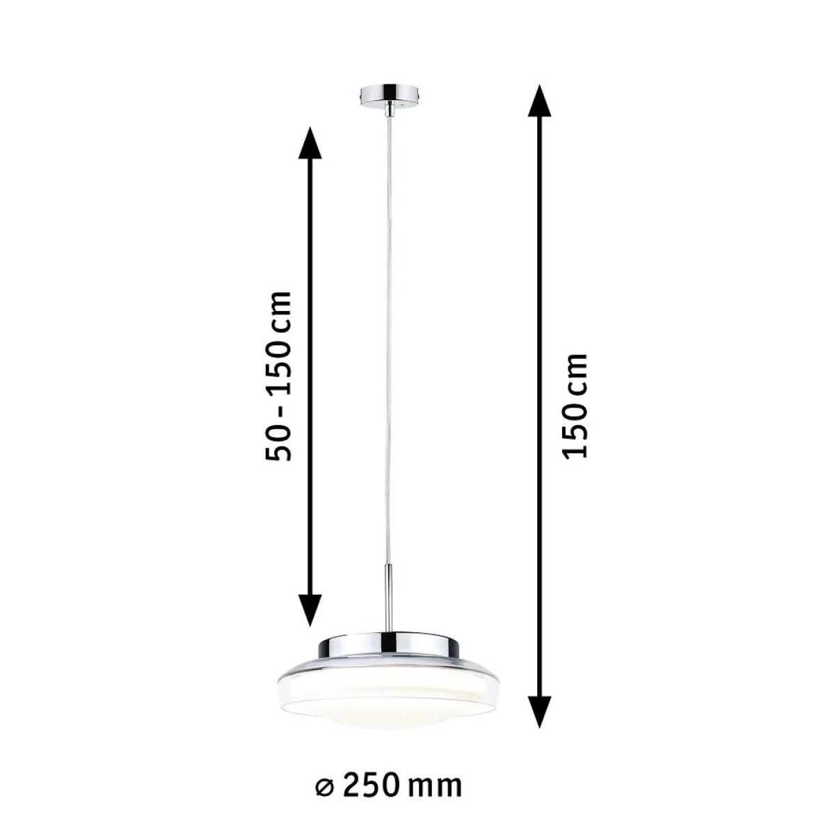 Paulmann 71080 LED Pendelleuchte Luena 25cm Glas Chrom 3000K IP44