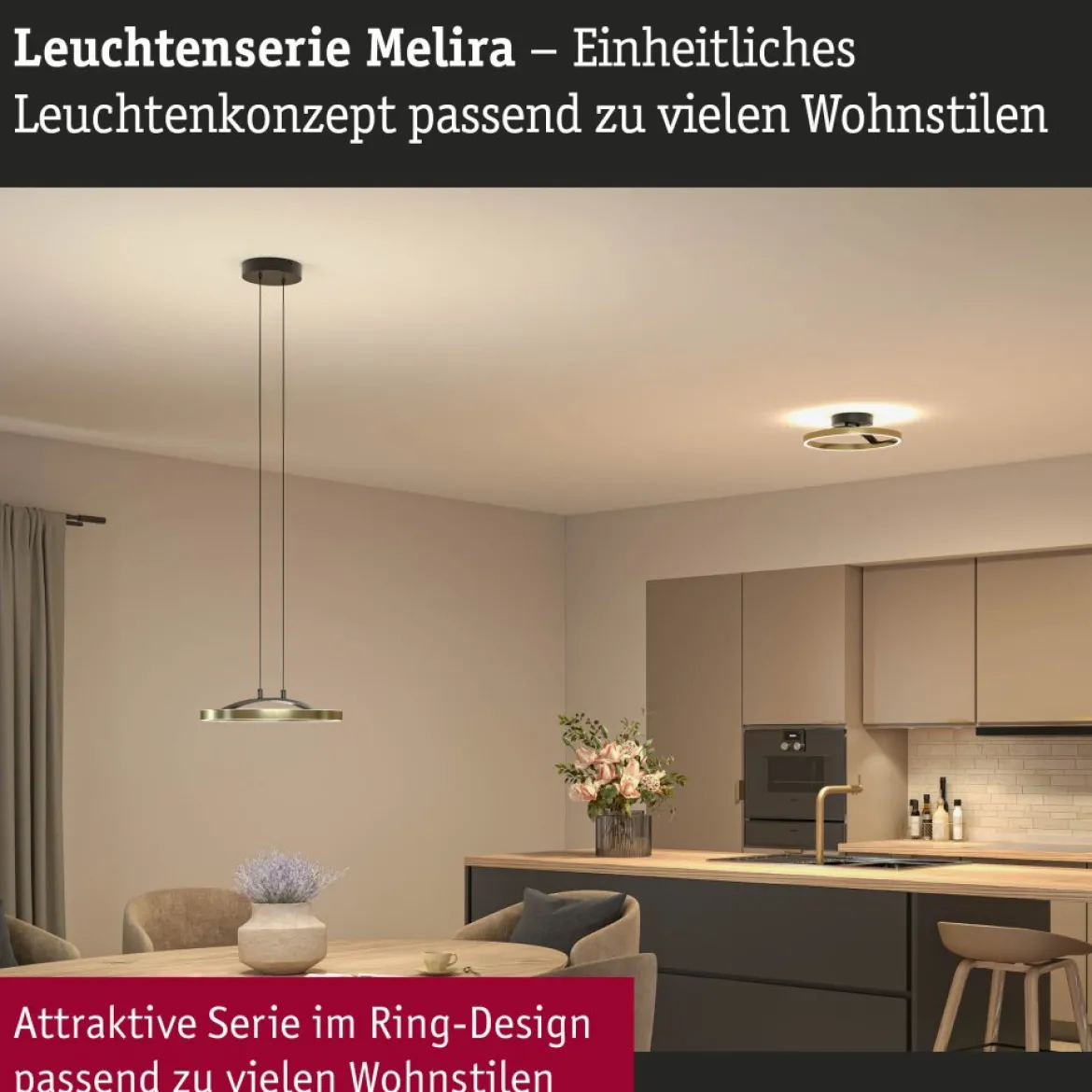 Paulmann 94928 LED Pendelleuchte Melira 2700K 3-Step-Dim Schwarz Gold