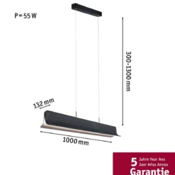 Paulmann 79982 LED Pendelleuchte Noyan 3-Step-Dim 2700K 2000lm Filz anthrazit