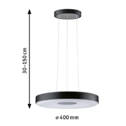 Paulmann 79517 LED Pendelleuchte Puric Pane 400mm 2700K Schwarz Grau dimmbar