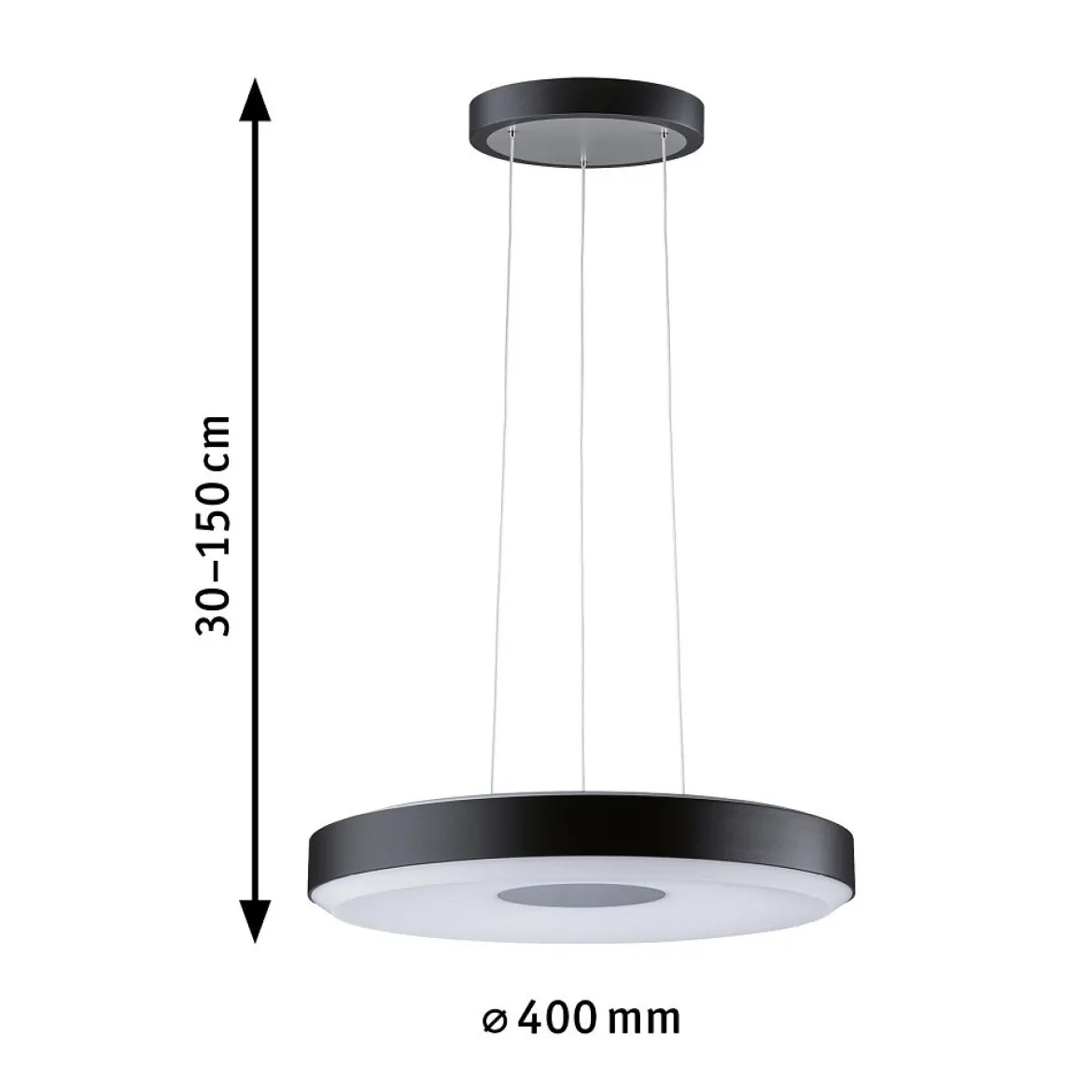 Paulmann 79517 LED Pendelleuchte Puric Pane 400mm 2700K Schwarz Grau dimmbar