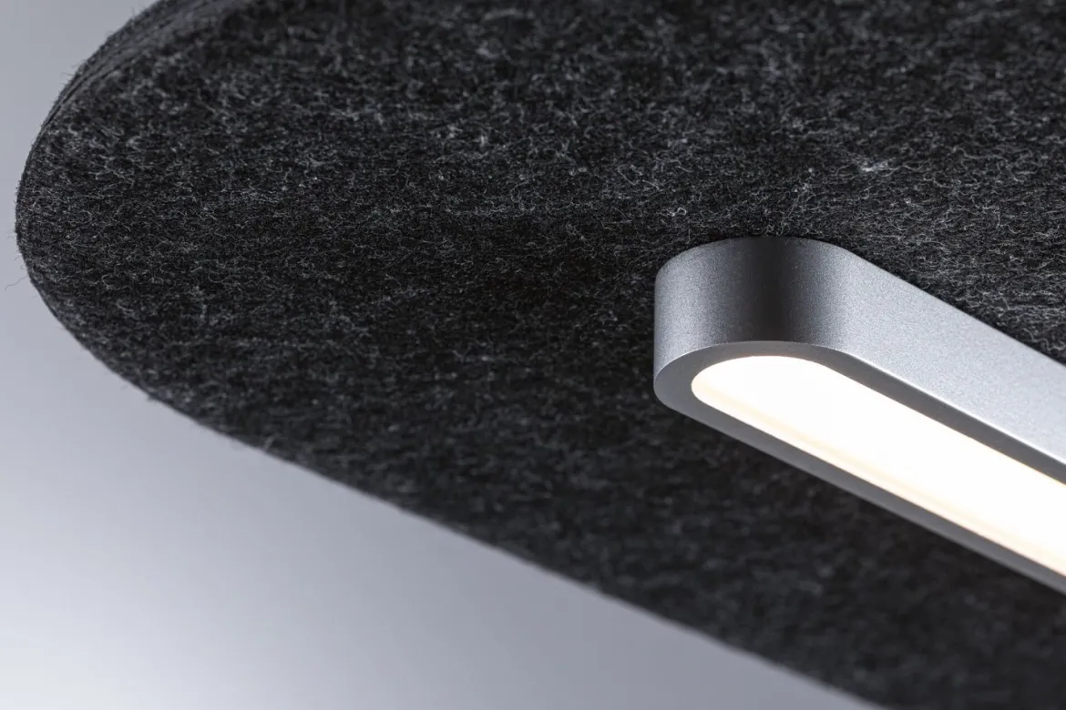 Paulmann 79989 LED Pendelleuchte Tulga 3-Step-Dim 2700K 1800lm Filz anthrazit