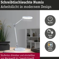 Paulmann 78011 LED Schreibtischleuchte Numis White Switch weiß