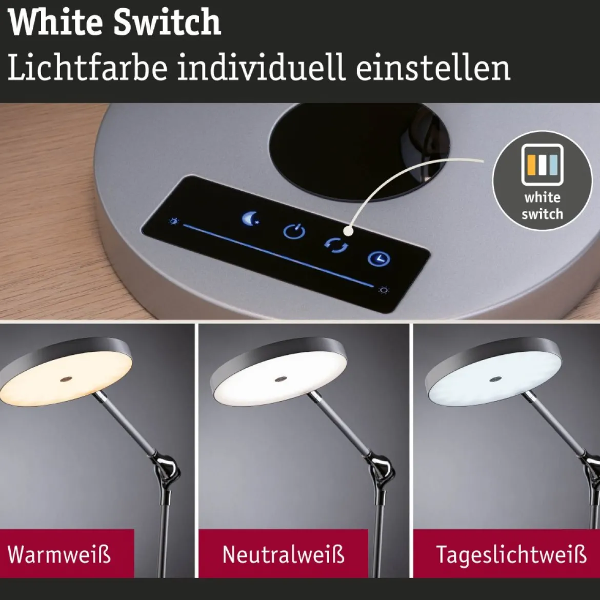 Paulmann 78014 LED Schreibtischleuchte Numis White Switch dimmbar