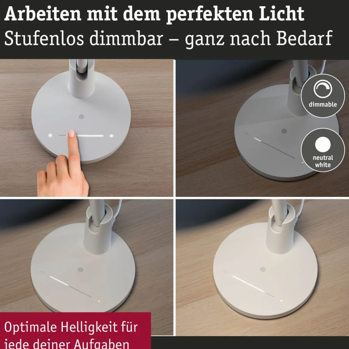 Paulmann 78016 LED Schreibtischleuchte Darba Weiß 4000K dimmbar