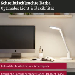 Paulmann 78016 LED Schreibtischleuchte Darba Weiß 4000K dimmbar