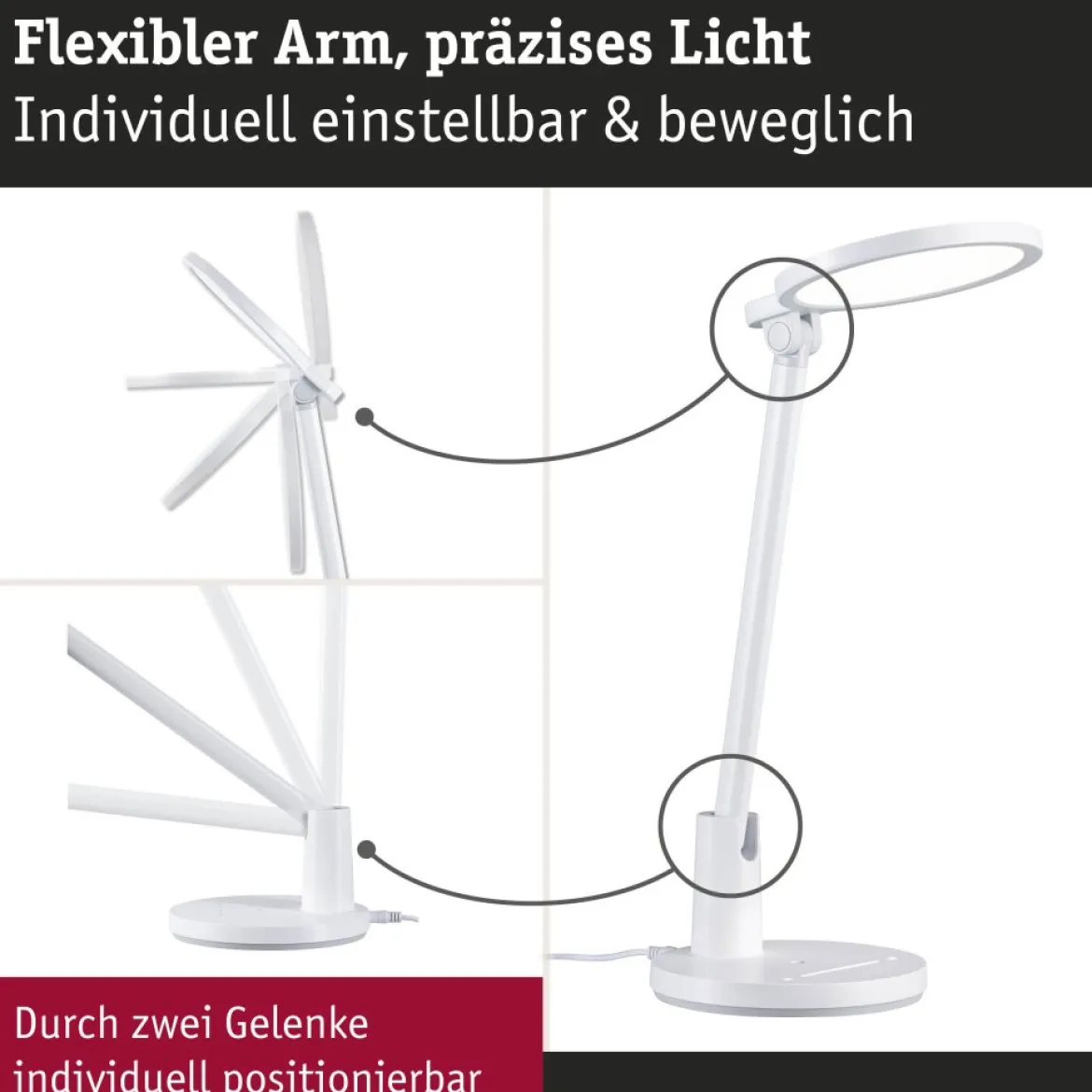 Paulmann 78016 LED Schreibtischleuchte Darba Weiß 4000K dimmbar