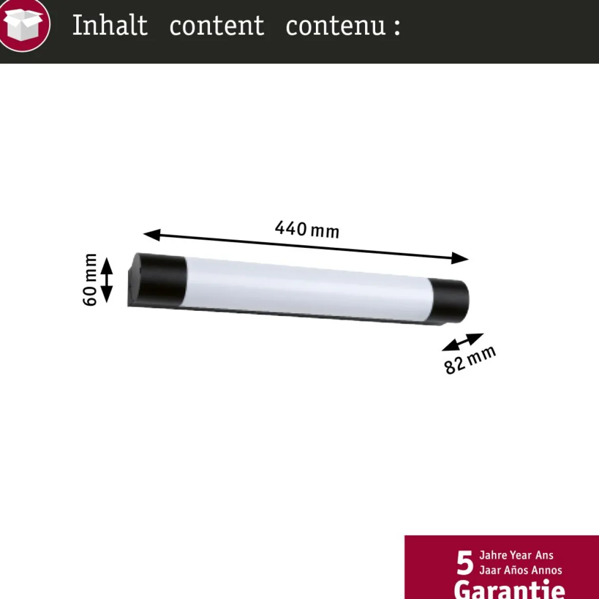 Paulmann 71213 LED Spiegelleuchte Orgon Steckdose 44cm 3000K Schwarz IP44