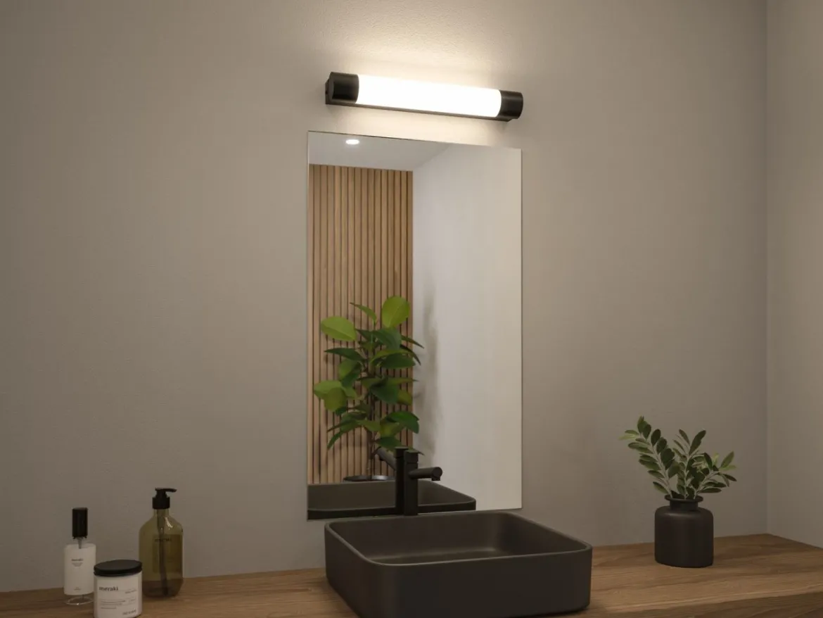 Paulmann 71213 LED Spiegelleuchte Orgon Steckdose 44cm 3000K Schwarz IP44