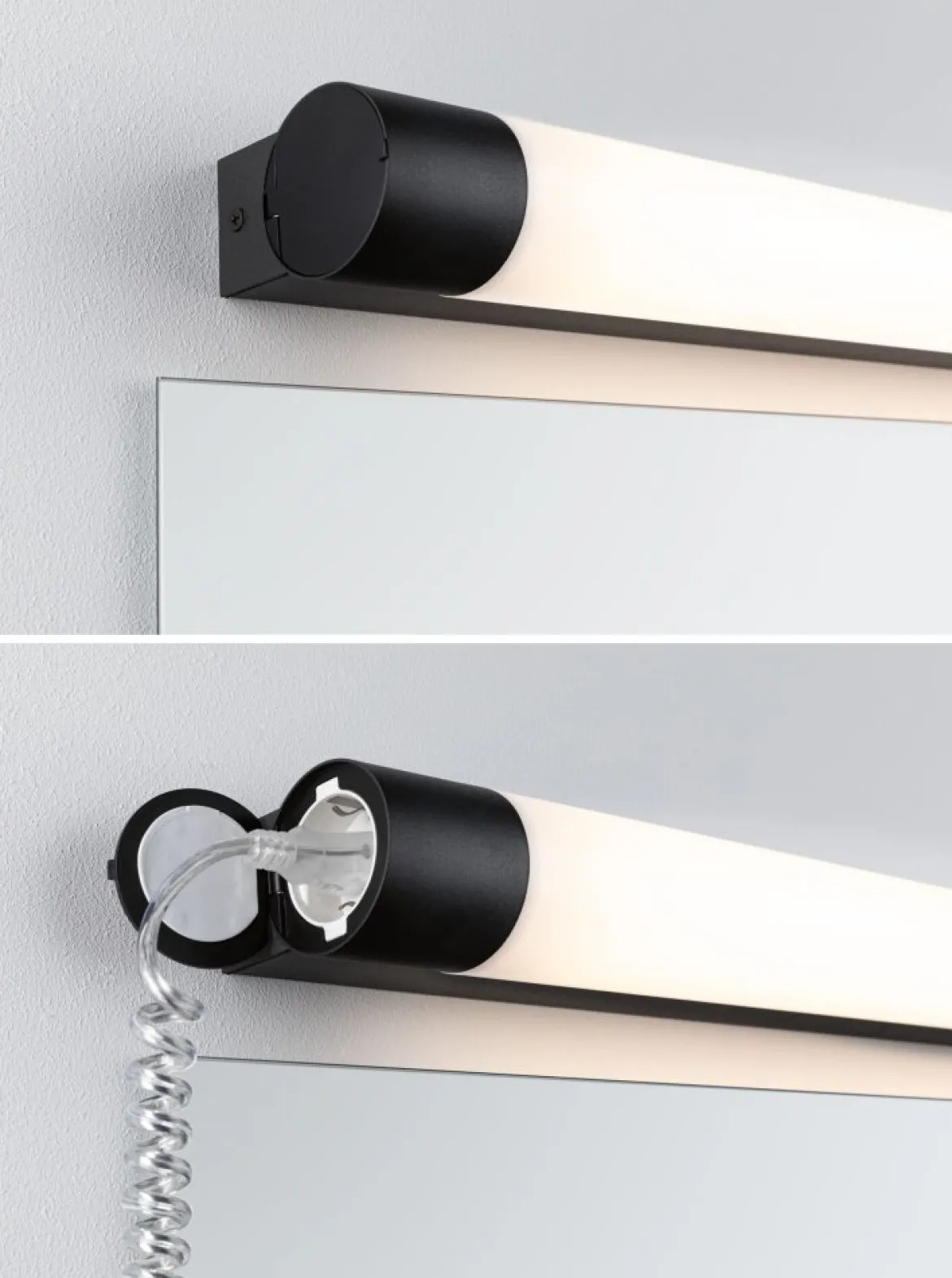 Paulmann 71213 LED Spiegelleuchte Orgon Steckdose 44cm 3000K Schwarz IP44