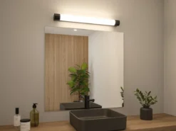 Paulmann 71214 LED Spiegelleuchte Orgon Steckdose 70cm 3000K Schwarz IP44