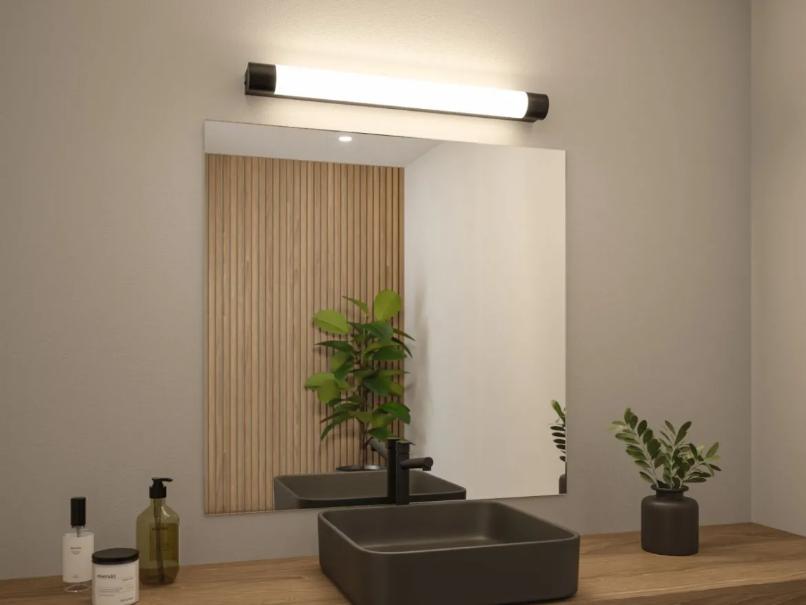 Paulmann 71214 LED Spiegelleuchte Orgon Steckdose 70cm 3000K Schwarz IP44