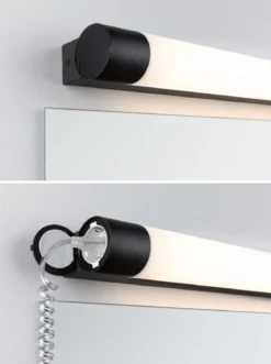 Paulmann 71214 LED Spiegelleuchte Orgon Steckdose 70cm 3000K Schwarz IP44