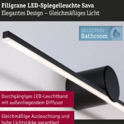 Paulmann 75410 LED Spiegelleuchte Sava 30cm 3000K Schwarz IP44