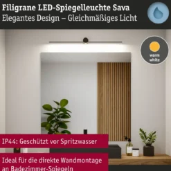 Paulmann 75412 LED Spiegelleuchte Sava 90cm 3000K Schwarz IP44
